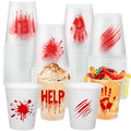 48 Pack Halloween Plastic Cups 12oz Blood Print Disposable Party Cups