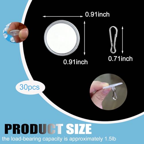 30 Pack Self-Adhesive Ceiling Hooks for Hanging Decorations - Clear Discs & Metal Hooks