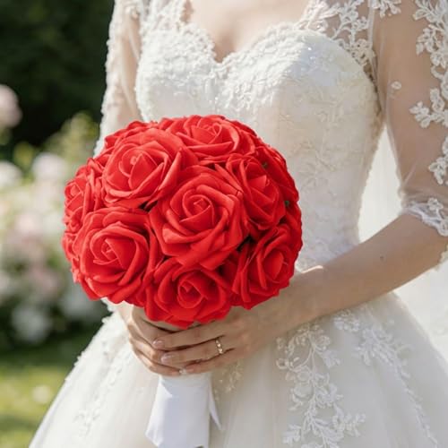 Artificial Roses Flowers 25pcs Red Foam Wedding Bouquet Decor - Variation of THIS listing