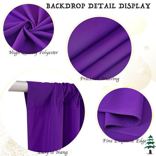 4Pcs Purple Polyester Backdrop Curtains 5ft x 8ft for Weddings Parties Photo Booths