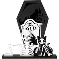 Halloween Indoor Wooden Black Cat Skeleton Centerpiece - Home Table Decor