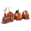 Halloween Pumpkin Train Figurines Resin Decor for Fall and Holiday Display