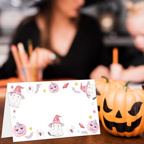 Halloween Place Cards Set - Cute Foldable Table Seating Labels for Parties - Halloween 01