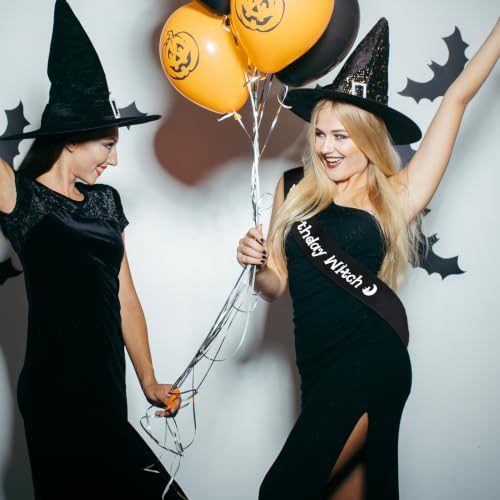 Birthday Witch Satin Sash with Glitter Lettering - Halloween Party Accessory