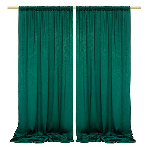 Hunter Green Satin Curtain Backdrop Drapes for Weddings & Events - 9.6x10 Feet