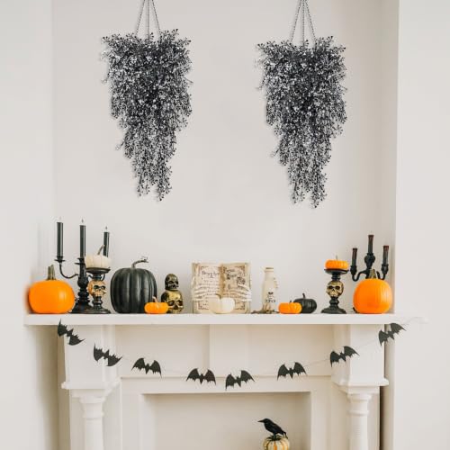 Artificial Hanging Wisteria Plants Set - Black & White, 4 Pack, 31.5 Inches