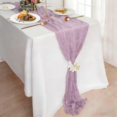 Lilac Purple Cheesecloth Table Runner 21x120 Inches 3 Pack - Elegant Wedding & Party Decor