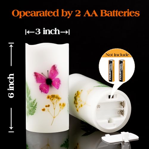 Flameless Pink Butterfly Candle with Remote Control - Battery Operated LED Light, Flickering & Timer, 3x6 Inches