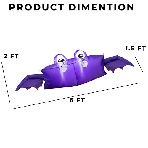 Halloween Inflatable Car Decorations Kit - 6 FT Bat with Lights, 2 Pack