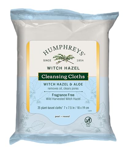 Humphreys Witch Hazel Cleansing Cloths with Aloe - 25 Face Wipes