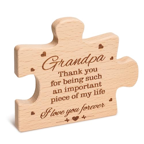 Grandpa Puzzle Piece Sign - Wooden Keepsake Decor for Fathers Day or Birthdays