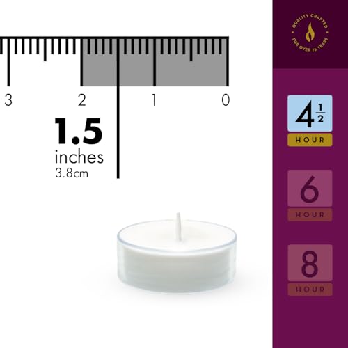 200 Pack Clear Tea Light Candles - 4.5 Hour Burn Time, Unscented, Bulk
