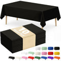 Disposable Black Rectangle Plastic Tablecloth - 54 x 108 Inches, Pack of 10