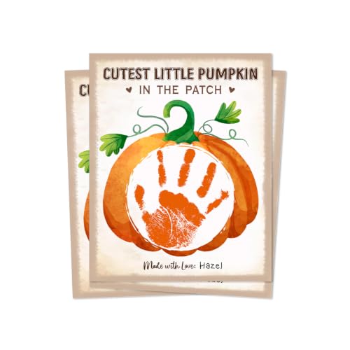 Kids First Halloween Pumpkin Handprint Craft Sign - Set of 8 - Fall Kids Art Keepsakes with Variation: Cutest Pumpkin Card