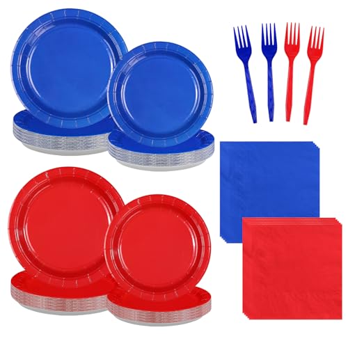Red & Blue Birthday Party Supplies Set for 24 Guests - Serves 24