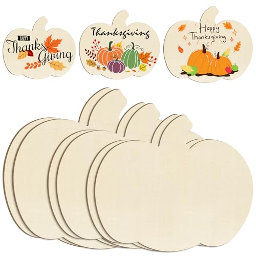 Wooden Pumpkin Ornaments to Paint - 3 Sizes Halloween Thanksgiving DIY Decor - 6 Pack
