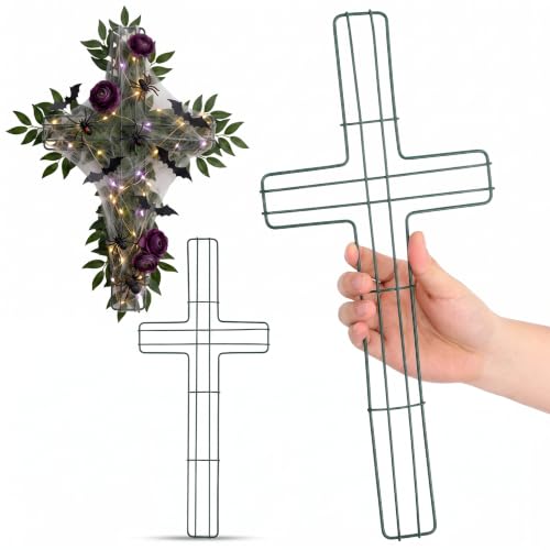 16 Inch DIY Iron Cross Wreath Frame for Crafts and Decorations