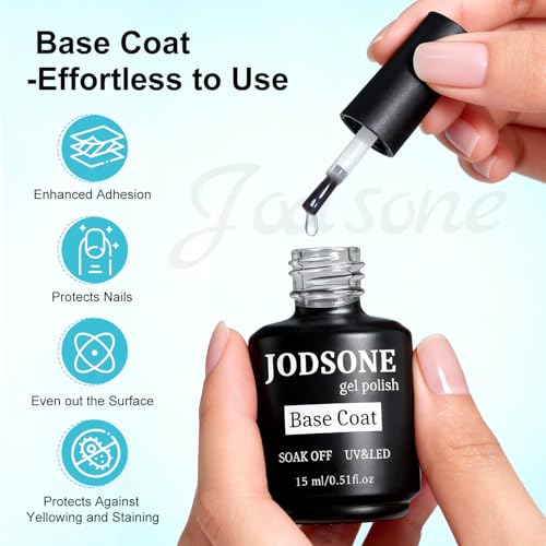 JODSONE M50002 UV LED Nail Lamp with Base & Top Coat Set - Automatic Sensor & 4 Timers