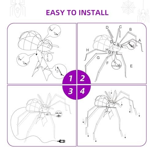 Giant Outdoor Spider Halloween Decoration - 4.2FT Lighted Yard Decor with 90 LED Lights