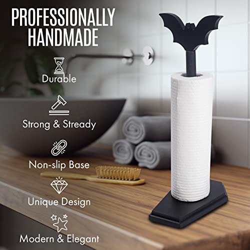 Gothic Paper Towel Holder with Bat Topper - Halloween Kitchen & Bathroom Decor