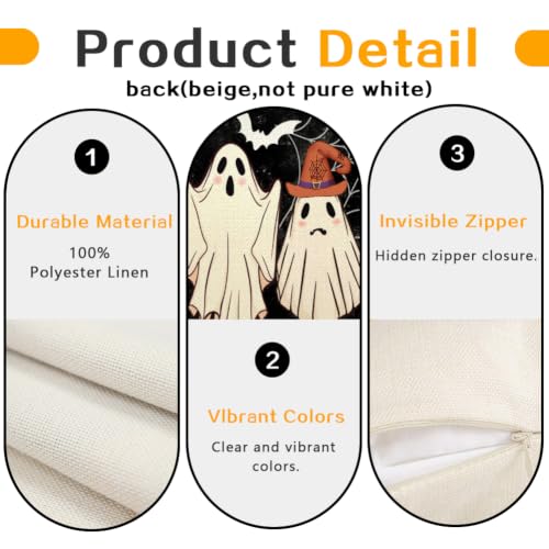 Halloween Ghost Pillow Cover 12x20 Black Jack O'Lantern Decor - Pack of 1