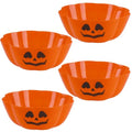 Large Halloween Candy Bowls Set of 4 - Reusable Plastic Pumpkin Trick or Treat Bowls, 11.6 Inch Orange