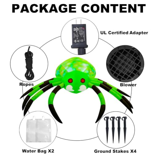 12FT Inflatable Halloween Spider with LED Lights Outdoor Yard Decoration