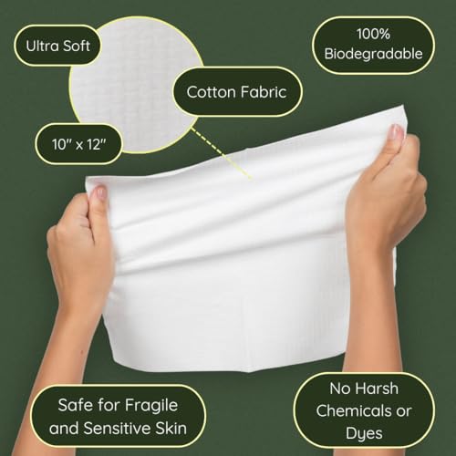 Disposable Face Towels for Sensitive Skin - 50 Pack, Ultra Soft, Makeup Remover Wipes