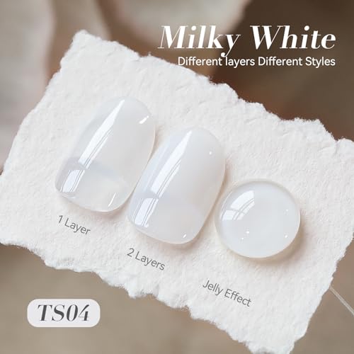 Milky White Gel Polish - Sheer Translucent Neutral Nail Polish - 15ml - Born Pretty Variation