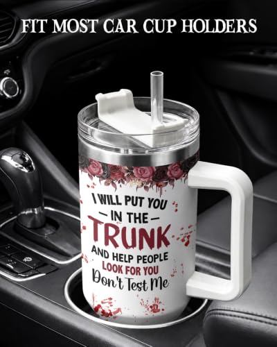 Halloween 4 Crazy Cat Trunk Tumbler with Handle - Spooky Dark Humor Gift
