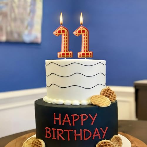 Number 11 Birthday Candle - Waffle Pattern Cake Topper - Spooky Theme