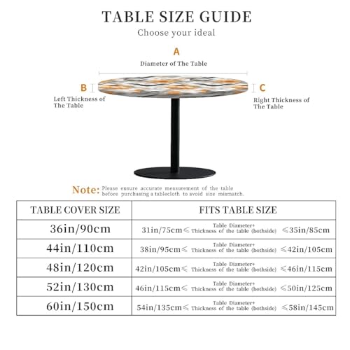 Halloween Fitted Round Tablecloth for 46-50 Inch Tables - Pumpkin Head Design, 52 Inch