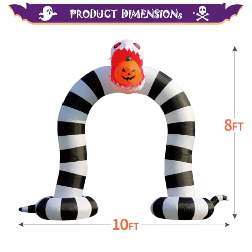Halloween Inflatable Sandworm Archway with LED Lights - 10FT Long 8FT Tall Outdoor Decor - Trick or Treat Yard & Garden Decorations