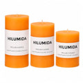 Orange Pillar Candles Set of 3 - Fall Decorations, Hand-Poured