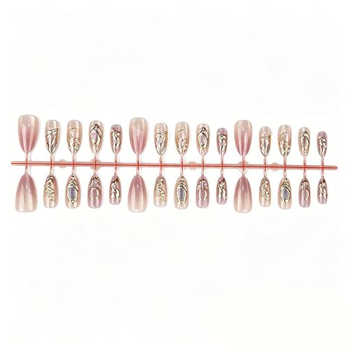 Medium Almond Glitter Press On Nails with Gold Moon Butterfly Design - 30Pcs - Variations of THIS listing