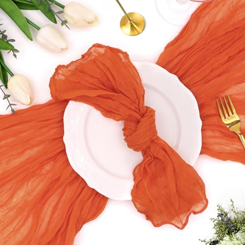 Orange Cheesecloth Napkins Set of 12 Fall Dinner Table Decor - Rustic Chic