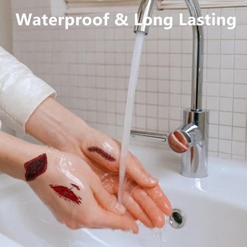 Fake Scars Temporary Tattoos A - 60+PCS Horror Blood Zombie Wounds Halloween