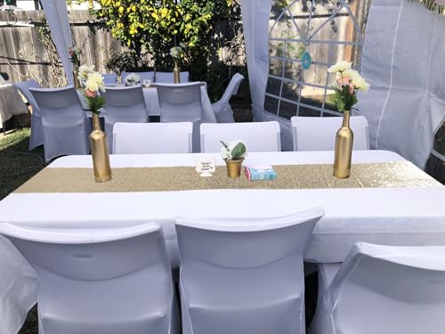 Champagne Gold Sequin Table Runner 12x120 Inches Pack of 6 for Holiday & Wedding Decor Variation of Champagne Gold / 12"W x 120"L