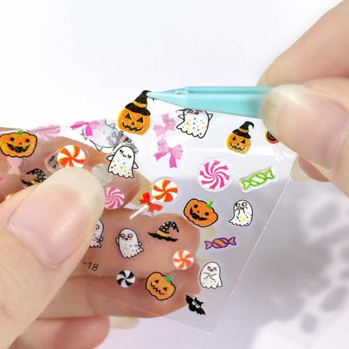 Halloween Nail Stickers Set - Style 14, 30 Sheets for Kids & Adults