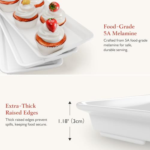Black 3-Tier Melamine Serving Tray Set - 11.8 x 5.7 Inches, Space-Saving Stand