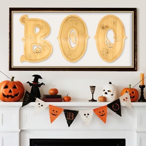 Halloween Wooden Charcuterie Board Set - BOO Letters with 14 Balloons - Party Table Decor
