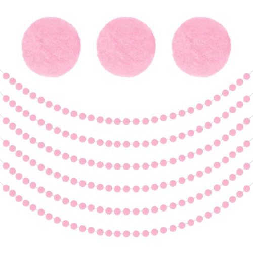 Pink Felt Ball Garland 6.6ft Party Home Decor Birthday Wedding Festive Banner - Variation of 6