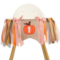 Halloween First Birthday Party Banner - Orange Pumpkin Burlap Flag Decoration