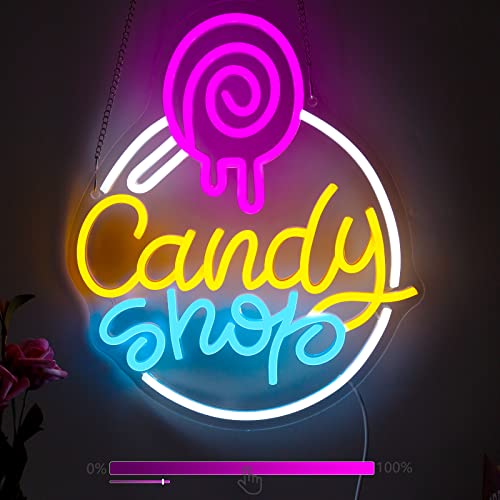 Candy Shop Neon Sign - Dimmable LED Wall Decor for Parties & Business - Candy Variation