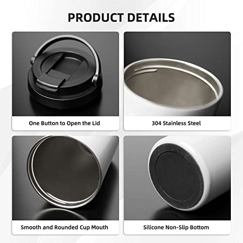 17oz Christmas Insulated Travel Coffee Mug with Flip Lid & Handle - Spill Proof Stainless Steel