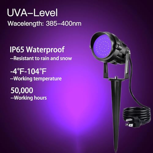 Outdoor LED Blacklight Spotlight 15W Waterproof Landscape Lighting for Halloween Parties