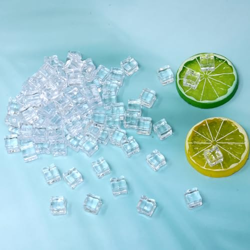 Artificial Plastic Clear Square Ice Cubes Set - 50pcs for Home, Party, Photography