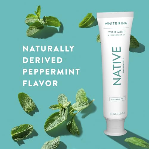 Native Fluoride-Free Whitening Toothpaste 4.1oz Pack of 3 Wild Mint & Peppermint Oil