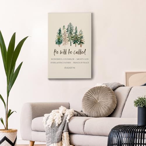 Christian Christmas Wall Art Decor - Isaiah 9:6 Framed Canvas Painting - Variation: Christmas-2 / 16x24 Inch