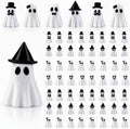 Mini Ghost Figurines Set - 4 Spooky Cute Halloween Decorations, 60 Pieces, Variations Included